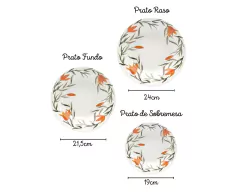 Conjunto com 4 Pratos Raso Oxford Colorido - comprar online