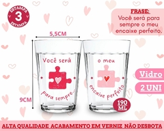 Imagem do Kit 2 Copos Dia dos Namorados 190ml Vidro Transparente