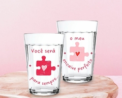 Kit 2 Copos Dia dos Namorados 190ml Vidro Transparente