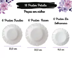 Kit 18 Pratos Pétala Vidro Branco Diversos - Oro Comércio