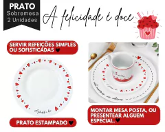 Kit 2 Pratos Sobremesa Love Estampado - Oro Comércio