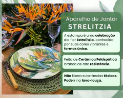 Aparelho Jantar Flor Ornamental Strelitzia 20un. Luxuoso Ceramica na internet
