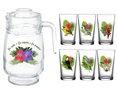 Conj. 1 Jarra 1.6 L + 6 Copos 190ml Personalizados Pantanal Fauna Vidro Resistente - comprar online