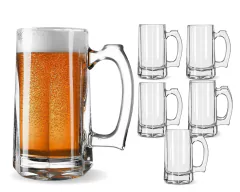 Kit 6 Canecas Chopp 360ml Zero Grau Vidro