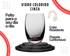 Kit 6 Copos Vidro Resistente Cinza Color Bolha 465ml - Oro Comércio
