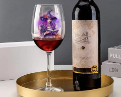 Kit 2 Taças Vinho Vidro Estampa Gato Místico Bruxas Magia 465ml - loja online
