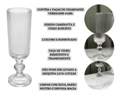 Kit 6 Taças Champanhe Versalhes 170ml Confraternização - Oro Comércio