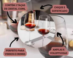 Jogo 2 Taças Cristal Vinto Tinto Drinks 510ml Transparente - Oro Comércio