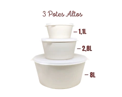 Imagem do Kit com 6 Potes De Plástico Redondo Bege Navajo