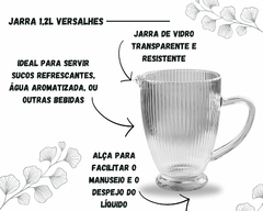 Jarra Suco Versalhes Vidro 1,2L Transparente - Oro Comércio