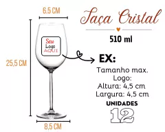 12 Taças Vinho Cristal 510ml Personalizada Logo/Arte Brinde na internet