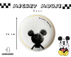 Kit 4 Pratos Raso Mickey 26cm Cerâmica - Oro Comércio