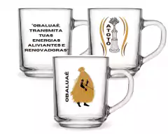 3 Canecas 255ml Vidro Personalizada Orixás Umbanda