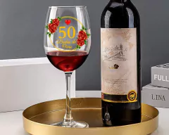 Kit 2 Taças Vinho 465ml Bodas De Ouro Vidro Personalizada na internet