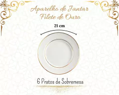 Aparelho De Jantar Cerâmica Chique 30 Peças Filete De Ouro - loja online