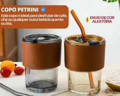 Imagem do 3 Copos Coldre C/ Tampa Hermética + Canudo Capa Couro Luxo