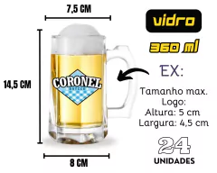 Conj. 24 Caneca Vidro 360ml Personalizado Congelador Freezer - Oro Comércio