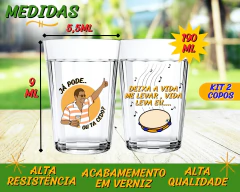 2 Copos Americanos 190ml Vidro Personalizado Zeca Pagodinho Não Desbota - comprar online