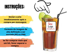 Kit 48 Copos Personalizados 360 ml Vidro Sua Arte/Logo/Foto - Oro Comércio