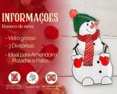 Kit 2 Petisqueiras Papai Noel & Boneco de neve De Vidro - Oro Comércio