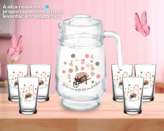 Conj Jarra Suco Estampada 1.6 Lts + 6 Copos Personalizados