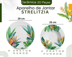 Aparelho Jantar Flor Ornamental Strelitzia 20un. Luxuoso Ceramica - Oro Comércio