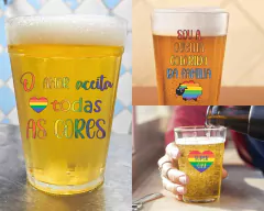 3 Copos Vidro Americanos 190ml LGBTQIA+ - loja online