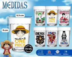 Kit 6 Copos Americanos Vidro Personalizado Coleção Anime One Piece 190ml na internet