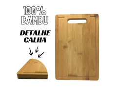Imagem do Taboa de Bambu G Corte Legumes Frutas Carne Churrasco Canaleta