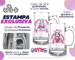 Jogo 2 Canecas Chopp/Cerveja Vidro Frases Meme Academia na internet