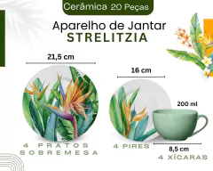 Aparelho Jantar Flor Ornamental Strelitzia 20un. Luxuoso Ceramica - loja online