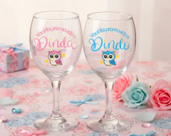 Kit 2 Taças Vinho Estampada Dinda e Dindo Padrinhos 340ml - comprar online