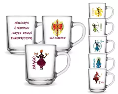 3 Canecas 255ml Vidro Personalizada Orixás Umbanda - comprar online