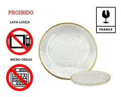 1 Prato Raso Cristal Com Borda Dourada - loja online