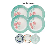 Conjunto com 4 Pratos Raso Oxford Colorido na internet