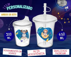 1 Copo Canudo + 1 Copo Bico Transição Temático Astronauta Galáxia - comprar online