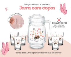 Conj Jarra Suco Estampada 1.6 Lts + 6 Copos Personalizados na internet