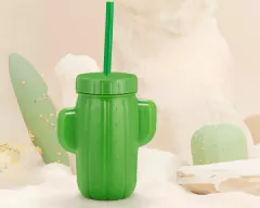Imagem do Kit 4 Copos Cacto C/Canudo 500ml Plastico