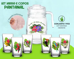 Conj. 1 Jarra 1.6 L + 6 Copos 190ml Personalizados Pantanal Fauna Vidro Resistente na internet
