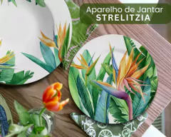 Imagem do Aparelho Jantar Flor Ornamental Strelitzia 20un. Luxuoso Ceramica
