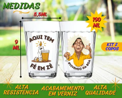 2 Copos Americanos 190ml Vidro Personalizado Zeca Pagodinho Não Desbota - Oro Comércio