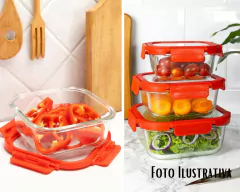 Kit 4 Potes Quadrados Hermético Tampa Vidro Borossilicato na internet