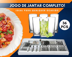 Jogo De Jantar 36 Pcs Completo Prato Raso Faqueiro Copos na internet