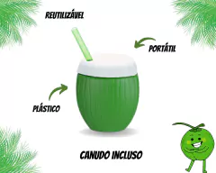 Conjunto com 4 Copos de Coco de Plástico 300ml - Oro Comércio