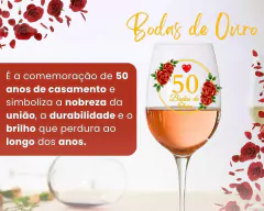 Imagem do Kit 2 Taças Vinho 465ml Bodas De Ouro Vidro Personalizada