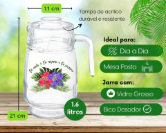 Imagem do Conj. 1 Jarra 1.6 L + 6 Copos 190ml Personalizados Pantanal Fauna Vidro Resistente