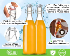 1 Garrafa de Vidro 1 Litro Ideal P/ Água Porta de geladeira - Oro Comércio