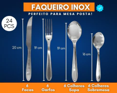 Imagem do Jogo De Jantar 36 Pcs Completo Prato Raso Faqueiro Copos