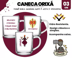 3 Canecas 255ml Vidro Personalizada Orixás Umbanda - loja online
