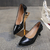 Salto alto feminino sexy estiletes de couro envernizado clássico - comprar online